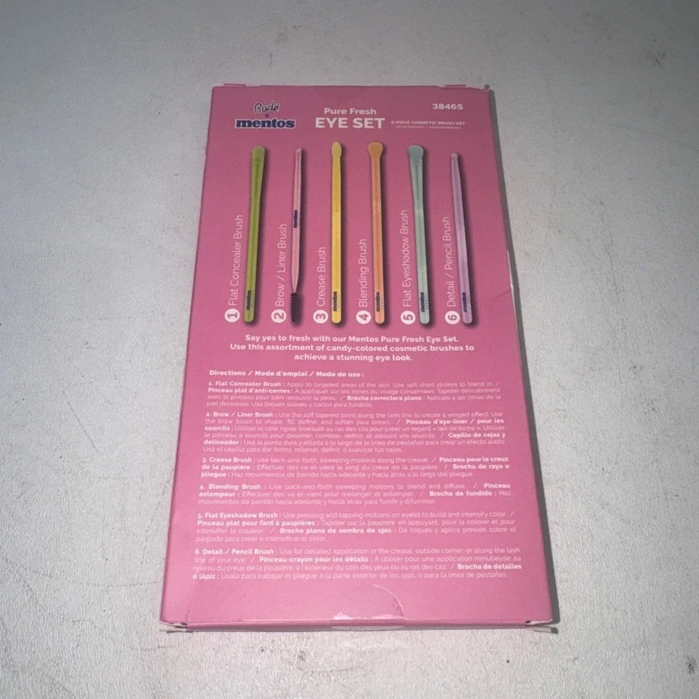 Rude x Mentos Pure Fresh EYE SET 6 Piece Cosmetic Brush Set